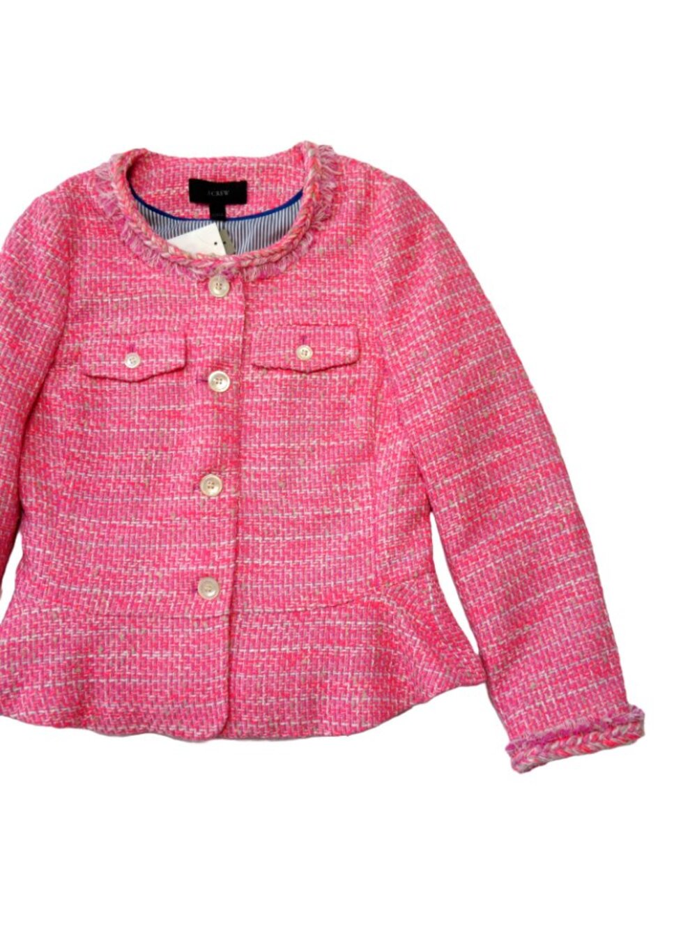 NWT J.Crew Peplum Lady Jacket in Neon Fuchsia Pink Tweed Blazer 2 - Picture 5 of 11